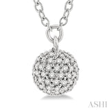 1/4 Ctw Spherical Round Cut Diamond Pendant With Chain in 10K White Gold