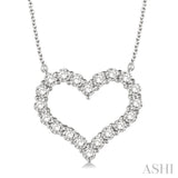 3/4 Ctw Round Cut Diamond Heart Pendant With Chain in 14K white Gold
