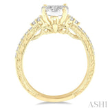 5/8 Ctw Round Shape Lovebright Diamond Cluster Ring in 14K Yellow and White Gold