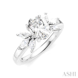 1/2 Ctw Akari Oval Shape Marquise and Round Cut Diamond Semi-Mount Engagement Ring in 14K White Gold