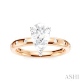 1/6 Ctw Akari Pear Shape Round Cut Diamond Semi-Mount Engagement Ring in 14K Rose and White Gold