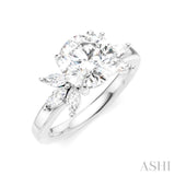 1/2 Ctw Akari Circular Shape Marquise and Round Cut Diamond Semi-Mount Engagement Ring in 14K White Gold
