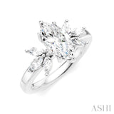 1/2 Ctw Akari Marquise and Round Cut Diamond Semi-Mount Engagement Ring in 14K White Gold