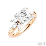 1/2 Ctw Akari Princess Shape Marquise and Round Cut Diamond Semi-Mount Engagement Ring in 14K Rose and White Gold