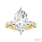 1 1/3 Ctw Marquise Shape Emerald and Round Cut Diamond Semi-Mount Engagement Ring in 14K Yellow and White Gold
