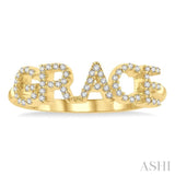 1/5 Ctw 'GRACE' Block Name Round Cut Diamond Ring in 10K Yellow Gold