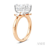 5/8 Ctw Emerald Shape Marquise and Round Cut Diamond Semi-Mount Engagement Ring in 14K Rose and White Gold