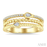 1/5 Ctw Split Three Row Pear and Round Cut Bead Bijoux Diamond Fashion Band in 10K Yellow Gold