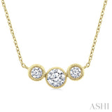 1/3 Ctw Past, Present & Future 3-Stone Bezel Set Round Cut Diamond Necklace in 14K Yellow Gold