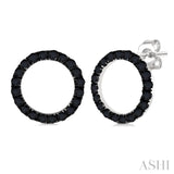 1/2 Ctw Circle Round Cut Black Diamond Fashion Stud earrings in 10K White Gold