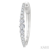 3/4 Ctw Graduated Round Cut Diamond Riviera Hoop Earrings in 14K White Gold