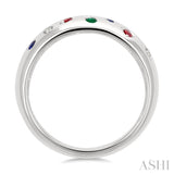 1/20 Ctw Round Cut Gemstone Mosaic Precious Fashion Wide Band in 14K White Gold