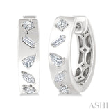 1/3 Ctw Mixed Cut Diamond Fashion Hoop Earrings in 14K White Gold