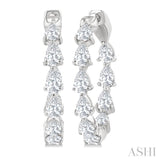 2 Ctw Inside & Out Pear Cut Diamond Fashion Hoop Earring in 14K White Gold