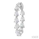 2 Ctw Inside & Out Pear Cut Diamond Fashion Hoop Earring in 14K White Gold