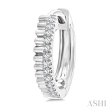 1/10 Ctw Fluted Round Cut Diamond Petite Huggie Earrings in 10K White Gold