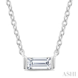 1/20 Ctw Baguette Diamond Petite Fashion Pendant With Chain in 10K White Gold