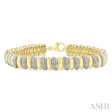 1/6 Ctw Bold Ribbed Swirl Round Cut Diamond Fashion Bracelet in Yellow Gold Vermeil