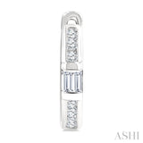 1/5 Ctw Round Cut and Baguette Diamond Channel Set Petite Huggie Earrings in 10K White Gold