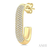 3/8 Ctw 5-Row Pave Set Round Cut Diamond Aeris Gold Fashion Half Hoop Earrings in 14K Yellow Gold