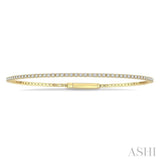 1 Ctw Round Cut Diamond Fullway Straight Flex Bangle in 14K Yellow Gold