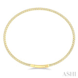 1 Ctw Round Cut Diamond Fullway Straight Flex Bangle in 14K Yellow Gold
