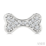 1/10 Ctw Petite Dog Bone Round Cut Diamond Fashion Stud Earring in 10K White Gold
