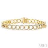 2 Ctw Round Cut Diamond Cuban Fashion Bracelet in 14K Yellow Gold