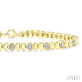1/6 Ctw Puffed Heart Round Cut Diamond Bracelet in Yellow Gold Vermeil