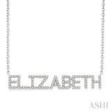 1/3 Ctw 'ELIZABETH' Block Name Round Cut Diamond Necklace in 10K White Gold