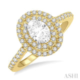 1/2 Ctw Diamond Ladies Engagement Ring with 1/4 Ct Oval Cut Center Stone in 14K Yellow and White Gold