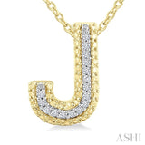 1/20 Ctw Bubble Accent Initial 'J' Round Cut Diamond Fashion Pendant With Chain in Yellow Gold Vermeil