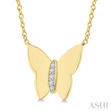 1/20 Ctw Butterfly Round Cut Diamond Fashion Pendant With Chain in Yellow Gold Vermeil