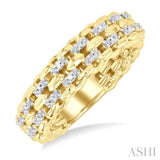1/10 Ctw Bold Cable Chain Inspired Weave Circle Round Cut Diamond Ring in Yellow Gold Vermeil