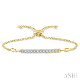 1/20 Ctw Horizontal Bar Round Cut Diamond Lariat Bracelet in Yellow Gold Vermeil