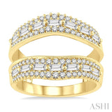 1 1/10 Ctw Baguette and Round Cut Diamond Insert Ring in 14K Yellow Gold