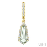 12X5 MM Evoque Gemstones Shield Shape Green Amethyst and 1/3 Ctw Round Cut Diamond Semi-Precious Earrings in 10K Yellow Gold