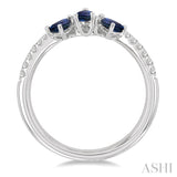 4X3 MM Pear Shape Sapphire and 1/5 Ctw Round Cut Diamond Precious Band in 14K White Gold