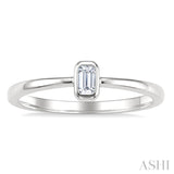 1/5 Ctw Bezel Set Octagon Cut Diamond Fashion Ring in 14K White Gold