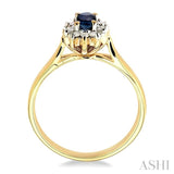 5x3mm Oval Cut Sapphire and 1/10 Ctw Round Cut Diamond Ring in 10K Yellow Gold
