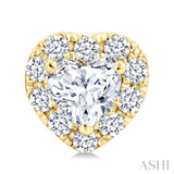 1/3 Ctw Heart and Round Cut Diamond Fashion Halo Stud Earrings in 14K Yellow Gold