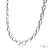 1/4 Ctw Round Cut Diamond Bold Oval Link Fashion Necklace in Sterling Silver