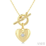 1/50 Ctw Bezel Set Round Cut Diamond Heart Charm Fashion Toggle Necklace in 10K Yellow Gold