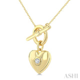 1/50 Ctw Bezel Set Round Cut Diamond Heart Charm Fashion Toggle Necklace in 10K Yellow Gold
