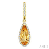 12X5 MM Evoque Gemstones Pear Shape Citrine and 1/3 Ctw Round Cut Diamond Semi-Precious Earrings in 10K Yellow Gold