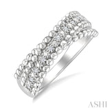 1/10 Ctw Round Cut Bead Bijoux Diamond Crossover Bold Bead Border Fashion Band in Sterling Silver