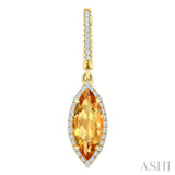 12X5 MM Evoque Gemstones Marquise Shape Citrine and 1/3 Ctw Round Cut Diamond Semi-Precious Earrings in 10K Yellow Gold