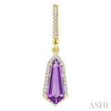 12X5 MM Evoque Gemstones Shield Shape Amethyst and 1/3 Ctw Round Cut Diamond Semi-Precious Earrings in 10K Yellow Gold