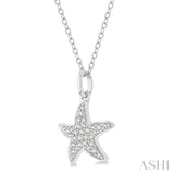 1/10 Ctw Starfish Petite Round Cut Diamond Fashion Pendant With Chain in 14K White Gold
