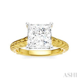 1/10 Ctw Princess Shape Round Cut Diamond Akari Wheat Shank Semi-Mount Engagement Ring in 14K Yellow and White Gold